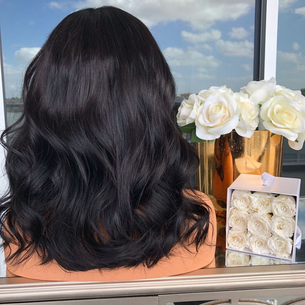 SUCS Human Hair Wigs For Women Black Color Natural Lace Hair Women's Fashion Wig Black Synthetic Hair Long Wigs Wave Curly