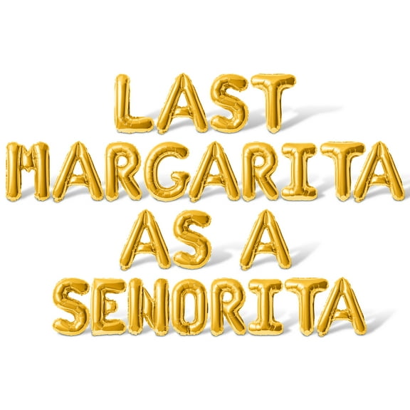 Letter Balloons - LAST MARGARITA AS A SENORITA 16" Inch Alphabet Letters Foil Mylar Balloon Bachelorette Party Banner (Gold)
