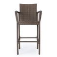 Clevertine Outdoor Wicker Barstool with Iron Frame, Set of 4, Mix Mocha