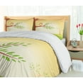 thumbnail image 5 of Ambesonne Owl Print Duvet Cover Sets, Wise Bird Cartoon Art, 2-Queen, Pale Yellow Lime Green, 5 of 7
