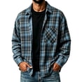 thumbnail image 5 of Big & Tall Men Button-up Shirts Plaid Lapel Collar Long Sleeve Loose Fit Fall Casual Basic Daily Lightweight Tops M-5XL, 5 of 5