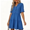 thumbnail image 6 of ClodeEU Women's V Neck Short Sleeve Tiered Swing Dress, Casual Loose Fit Summer Dress Blue,Women's Plus XXL, 6 of 6