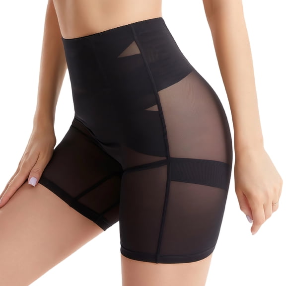 Women's High Waisted Tummy Control Shapewear Shorts, Seamless Mesh Butt Lifter Safety Shorts
