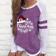 thumbnail image 1 of Hauts de Noël en Solde Blouse Décontractée Tendance à Manches Longues Col Rond Froncée pour Femmes Violet TG, 1 of 1