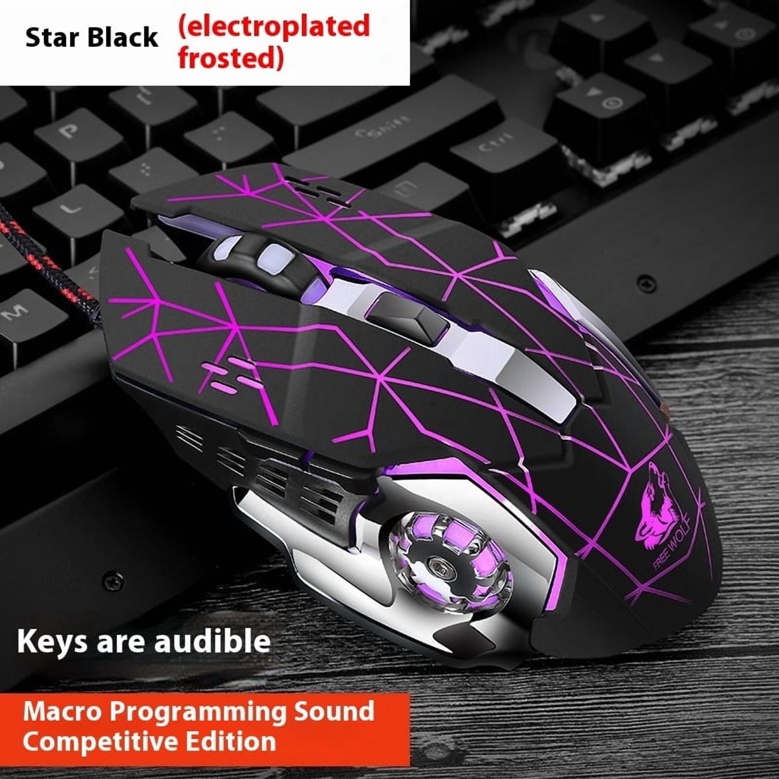 Free Wolf V5 Mechanical Mouse Wired Gaming Mouse Luminous Office Computer Gaming Mouse Supports Optoelectronics Gift