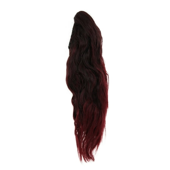 Unique Bargains 1 Pc Nature Long Hair Ponytail wig Clip for Women 13.78inch Wine Red