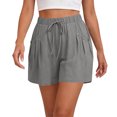 thumbnail image 2 of Women Linen Shorts Wide Leg High Waist Loose Elastic Drawstring Casual Dressy 2026 Summer for Beach Vacation Daily Lightweight Shorts Gray L, 2 of 6