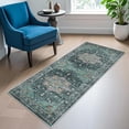thumbnail image 3 of Living Room 2x5 Runner Rugs - Boho Rugs for Living Room Stain Resistant Carpet Vintage Tribal Rugs for Bedroom Kitchen Bathroom with Non Slip Backing Home Decor Floor Decoration Mat 2x5 Teal, 3 of 17