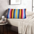 thumbnail image 6 of Rateoe Yellow Blue Mexican Blanket Stripes Pattern Pillow Covers with Invisible Zipper(Pillows are not Included) Standard Pillowcases-16"x24", 6 of 6