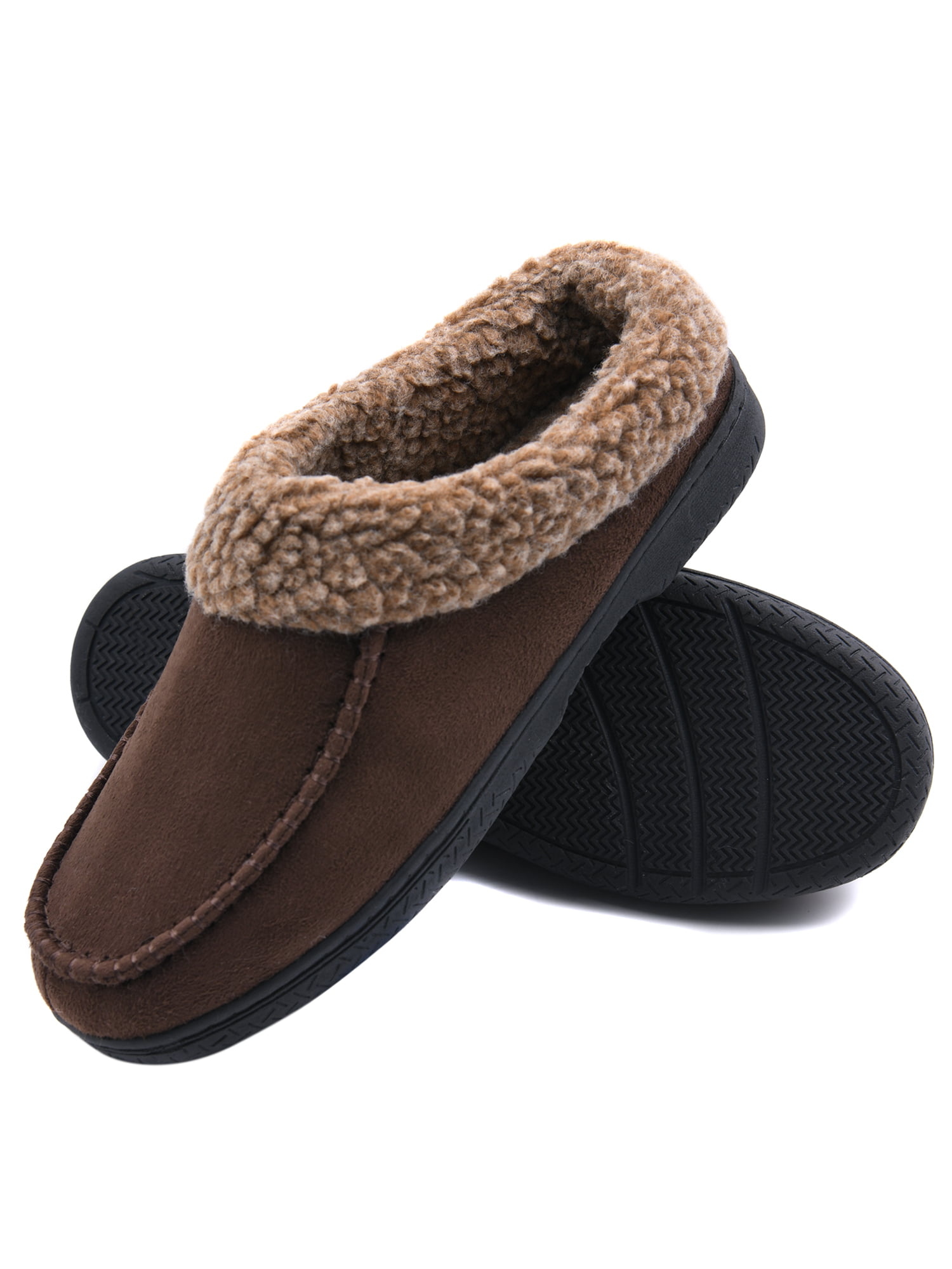 LORDFON Memory Foam Mens Slippers Slip-On Comfy House Slippers for Men Indoor Outdoor Non-Slip Warm Winter Men’s Bedroom Slippers Size 