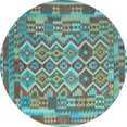 thumbnail image 1 of Ahgly Company Indoor Round Southwestern Light Blue Country Area Rugs, 5' Round, 1 of 4