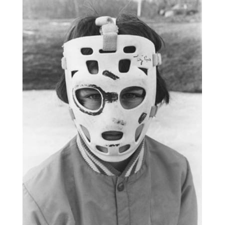 Portrait of a boy wearing a goalie mask on his face Canvas Art -  (18 x 24)