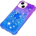 thumbnail image 6 of Cute Clear Case for iPhone 14 Plus with Ring Kickstand, Bling Gradient Quicksand Glitter Flowing Liquid Floating Case Cover for iPhone 14 Plus JB Purple Navy, 6 of 14