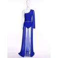 thumbnail image 3 of Hansber Women's One Shoulder Lyrical Dance Dress Flared Sleeve Leotard Dress Contemporary Dancewear Blue XXL, 3 of 7