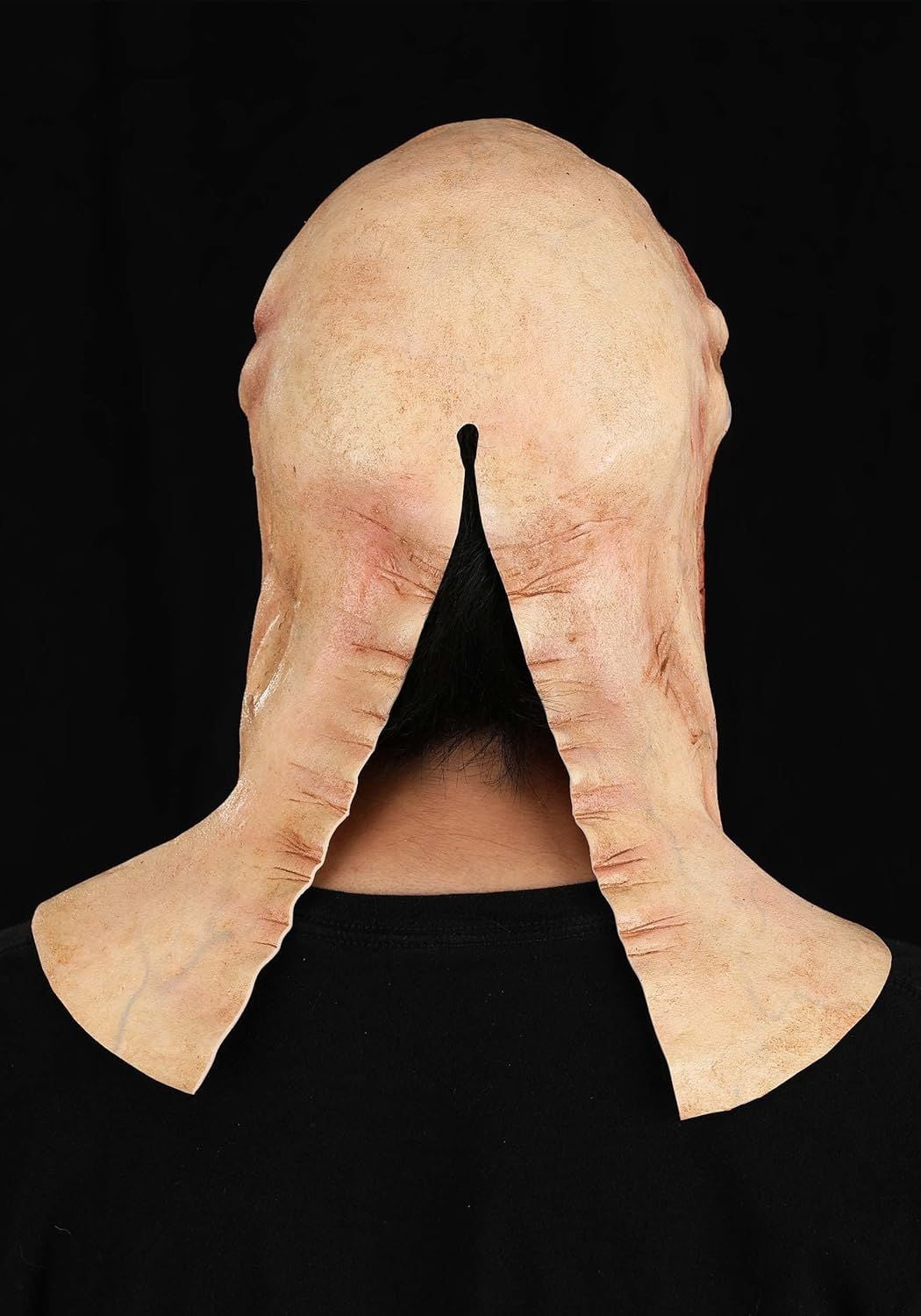 Latex Monster Halloween Mask with Two Mouths and Fangs for Cosplay Horror Parties