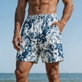 thumbnail image 2 of Zynoxe Summer Shorts for Men with Pockets Adjustable Drawstring Waist Men's Knee Length Shorts Fashion Hawaii Printed Casual Beach Shorts Comfy Breathable Quick-Dry Swim Trunks M, 2 of 7