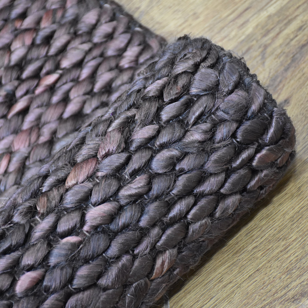 Hand Woven Jute Eco-Friendly Area Rugs - 3'X5', Rectangle Shape, Brownish Charcoal Color, Solid Plain Pattern, High Pile, Natural Fiber, Outdoor Indoor Handmade Area Rugs For Living Room (J00023)
