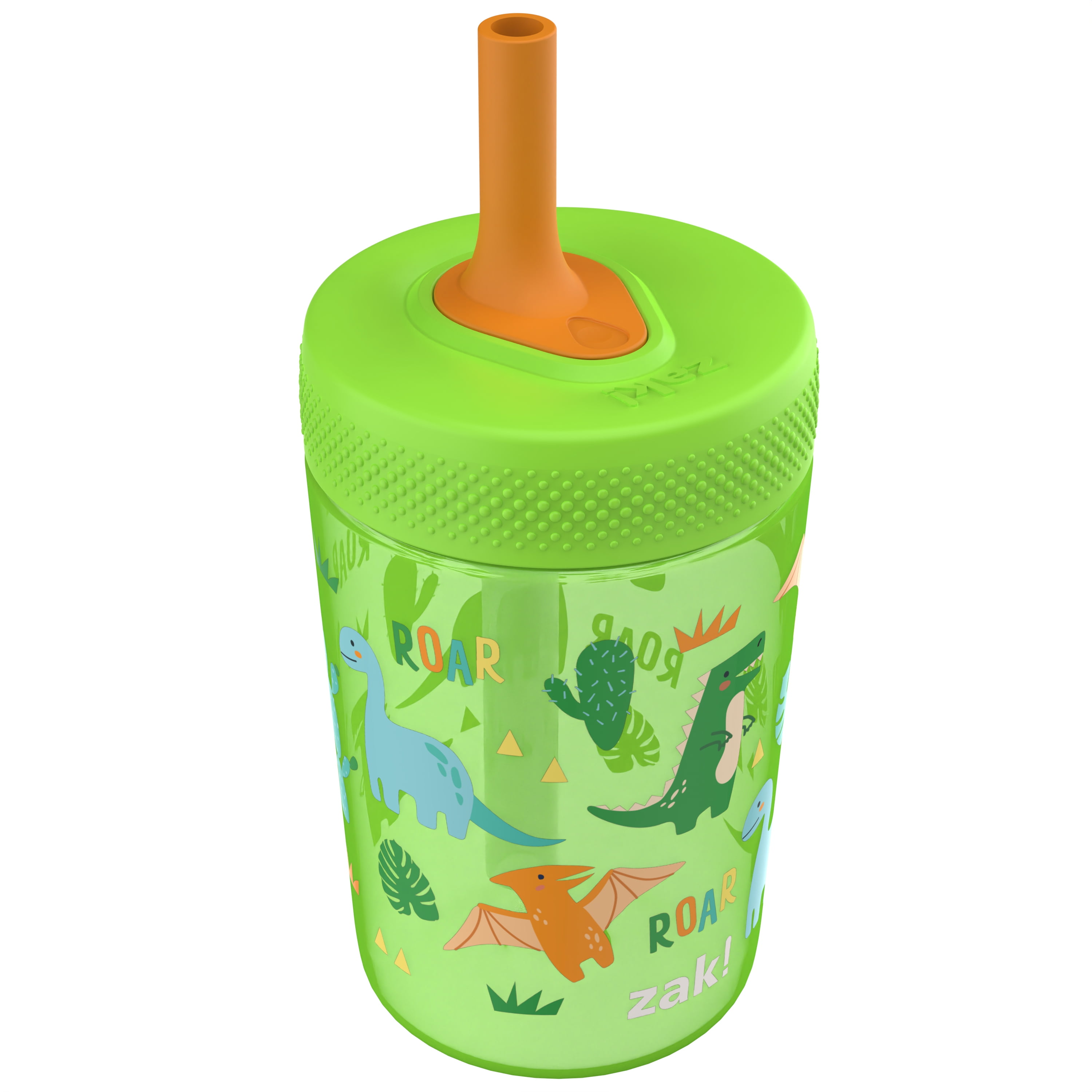 Zak Designs Capri Tumbler, Soft Straw Tumbler for Toddlers, 12oz, Leak-Proof, Easy to Hold, Dinosaur