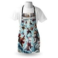 thumbnail image 4 of Cat Apron, Cozy Winter Woodland scene with Cottages and Ice Skating Kitties Snow Fun, Unisex Kitchen Bib with Adjustable Neck for Cooking Gardening, Adult Size, Soft Blue Burnt Orange, by Ambesonne, 4 of 4