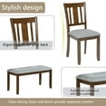 thumbnail image 3 of ZIVACATE 6-Piece Wooden Dining Set, Dining Table & Chair Set for 6, Includes Dining Table, 4 Upholstered Chairs & 1 Bench, Dining Table with Wood Legs, Table Set for Dining Room, Kitchen, Walnut, 3 of 8