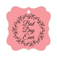 thumbnail image 1 of Darling Souvenir Custom Best Day Ever Wedding Party Tags Leaf Wreath Hang Tags-Peach & Pink-50 Tags, 1 of 1