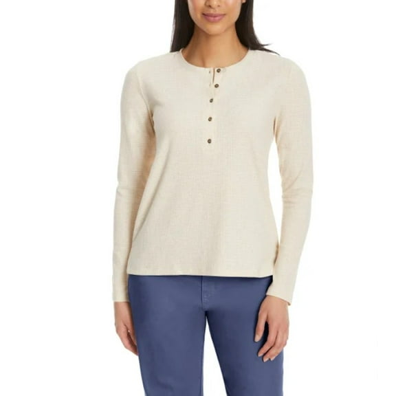 GH Bass Womens Textured Henley Ten M