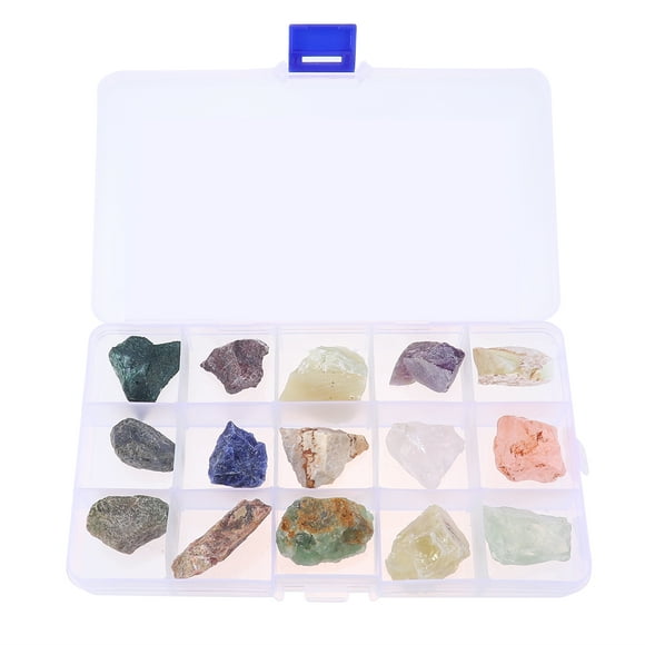 MasteelfCA 15 Grid Natural Crystal Stone Collection Mineral Specimens Teaching Sample