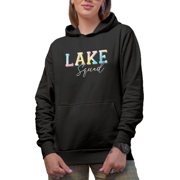 Lake Squad, Tie Dye Art, Summer Merch Gift, Black Hooded Sweatshirt or Hoodie, Small