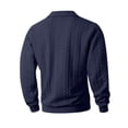 thumbnail image 4 of UTSJKR Men's Cable Knit Detail Textured Knit Quarter-Zip Button up Collared Sweater, Collared Casual Pullover, Fall Winter Daily Street Warm Leisure Wear Navy L, 4 of 4