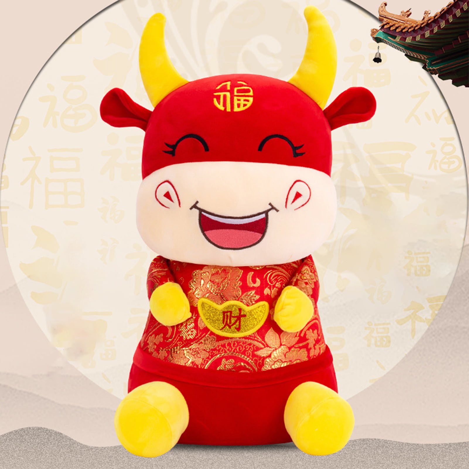 2021 Year of the Ox Chinese New Year Decoration Toys Cow Mascot Doll 