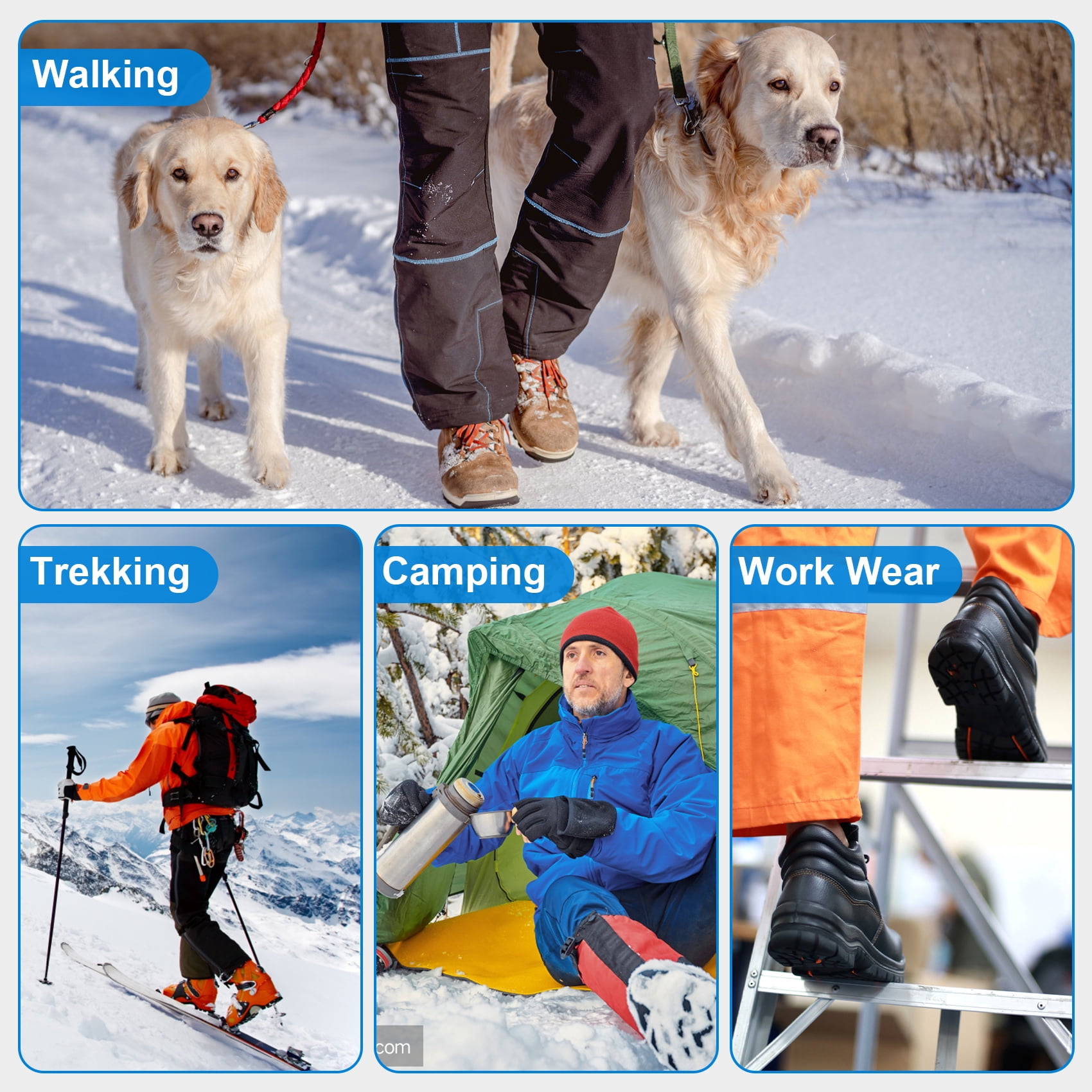 KOITHOT 3 Pack Merino Wool Socks for Men & Women, Thermal Boot Warm Hiking Socks