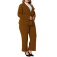 thumbnail image 4 of Plus Size Suit Two Piece Outfits for Women Business Office Blazer Jacket and Pants Suit Set 1X Brown, 4 of 6