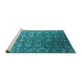 thumbnail image 2 of Ahgly Company Machine Washable Indoor Round Oriental Turquoise Blue Industrial Area Rugs, 4' Round, 2 of 4