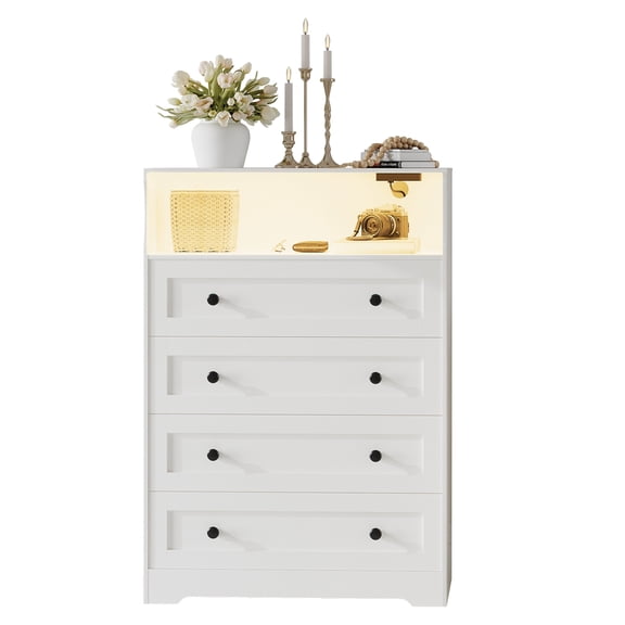 ExpanseEcho White 4-Drawer Dresser for Bedroom, Organized Storage Cabinet