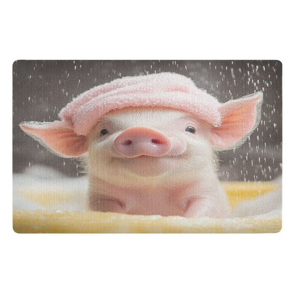 BZSMCE Floor Mats 32x20in Cute Pig Showering Creativity Doormats