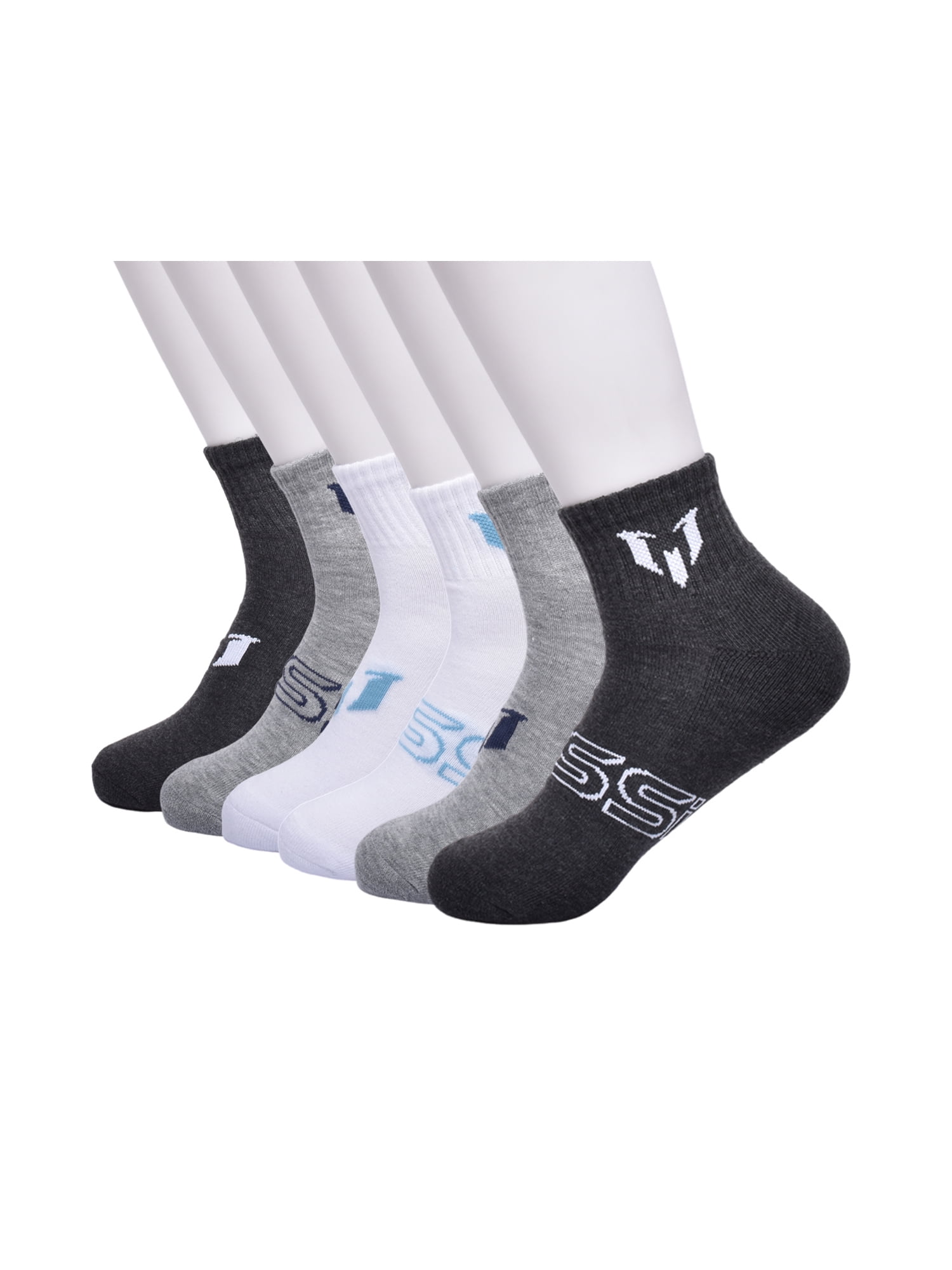 Messi Men's 6-Pack Quarter Socks, Sock Size 10-13