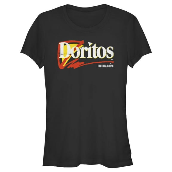 Junior's Doritos 90s Logo Grey  Graphic Tee Black X Large