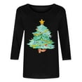 thumbnail image 4 of Miqool Fall Tops Christmas Shirts for Women 3/4 Sleeve Crewneck Plus Size Loose Tshirts Xmas Printed Blouse Gifts, 4 of 6