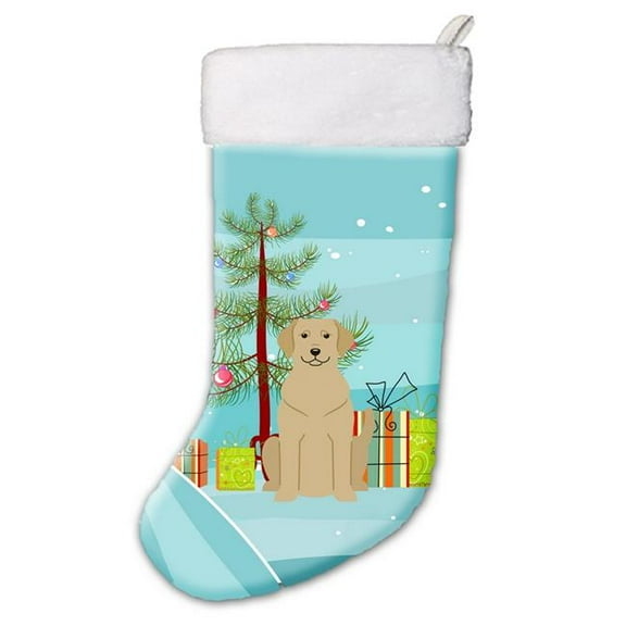 Merry Christmas Tree Yellow Labrador Christmas Stocking