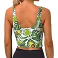 thumbnail image 3 of Vsdgher Watercolor Green Tropical Print Women Sleeveless Athletic Tank Top Built-in Bra Camisole Sports Vest for Yoga Running Fitness Exercise with Removable Pads, 3 of 8