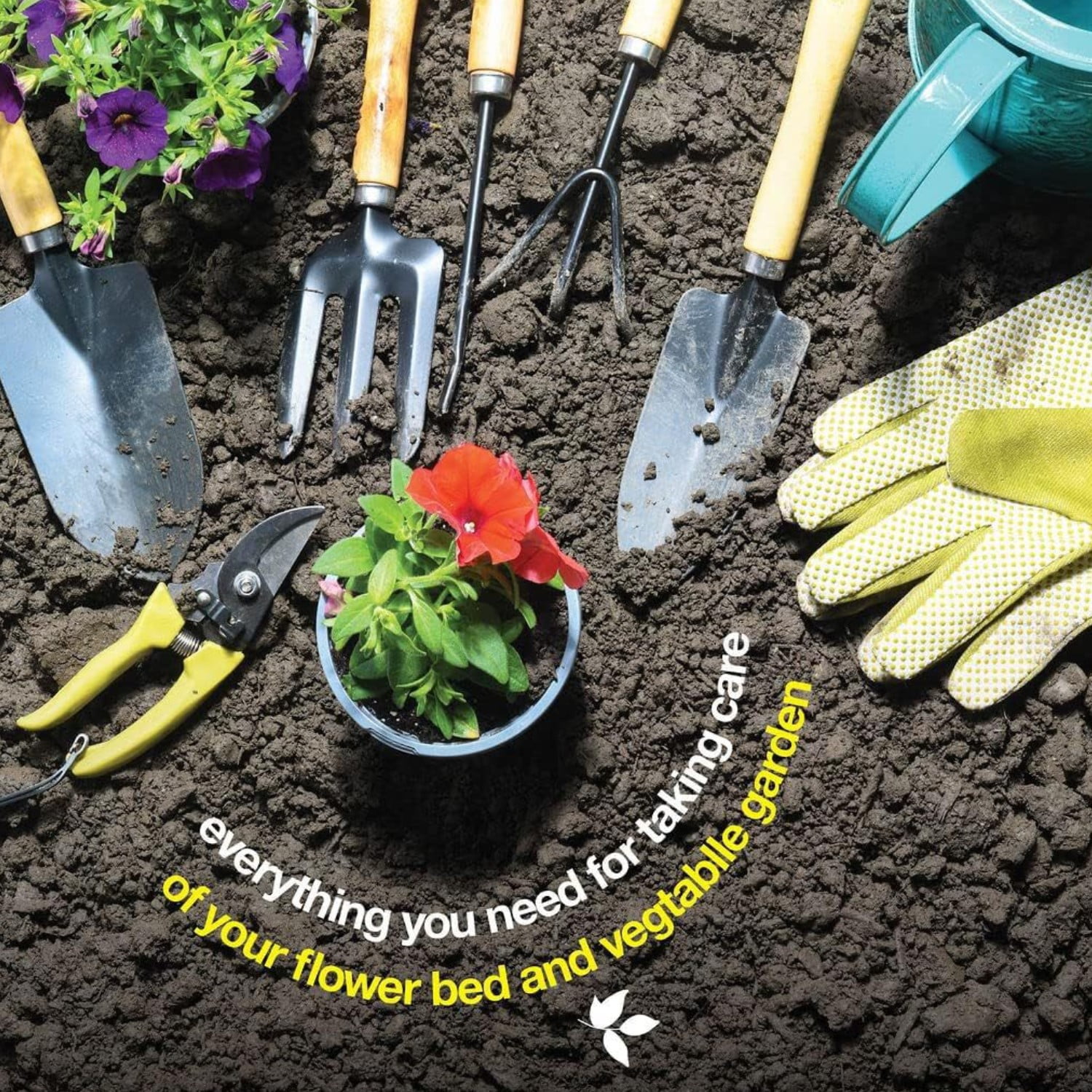 BN-LINK Gardening Tool Set, 9 Piece Heavy Duty Gardening Hand Tools with Durable Garden Tools Organizer Handbag, Rust-Proof Garden Tool Set, Ideal Gifts for Women and Men