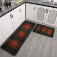 thumbnail image 3 of Kitchen Rug Set of 2 Absobent Christmas Kitchen Mats for Floor,Merry Christmas Red Green Buffalo Plaid Kitchen Floor Mats for Bathroom,Room Outdoor (47x17+30x17 Inches), 3 of 7