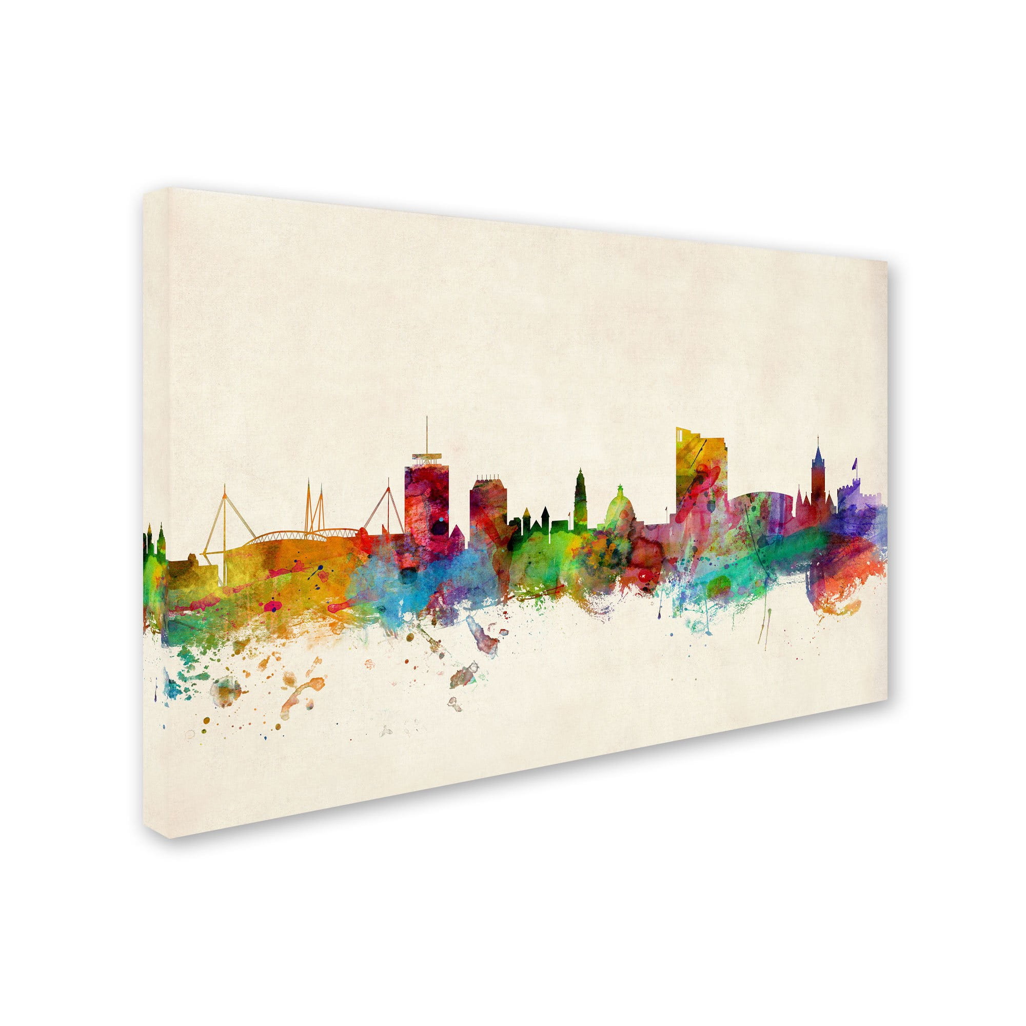 Trademark Fine Art "Cardiff Wales Skyline" Canvas Art by Michael Tompsett