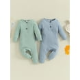thumbnail image 4 of Suagox Baby Boys Girls Jumpsuit, Long Sleeve Henley Neck Solid Button Closure Fall Romper for Newborn Baby, 4 of 9