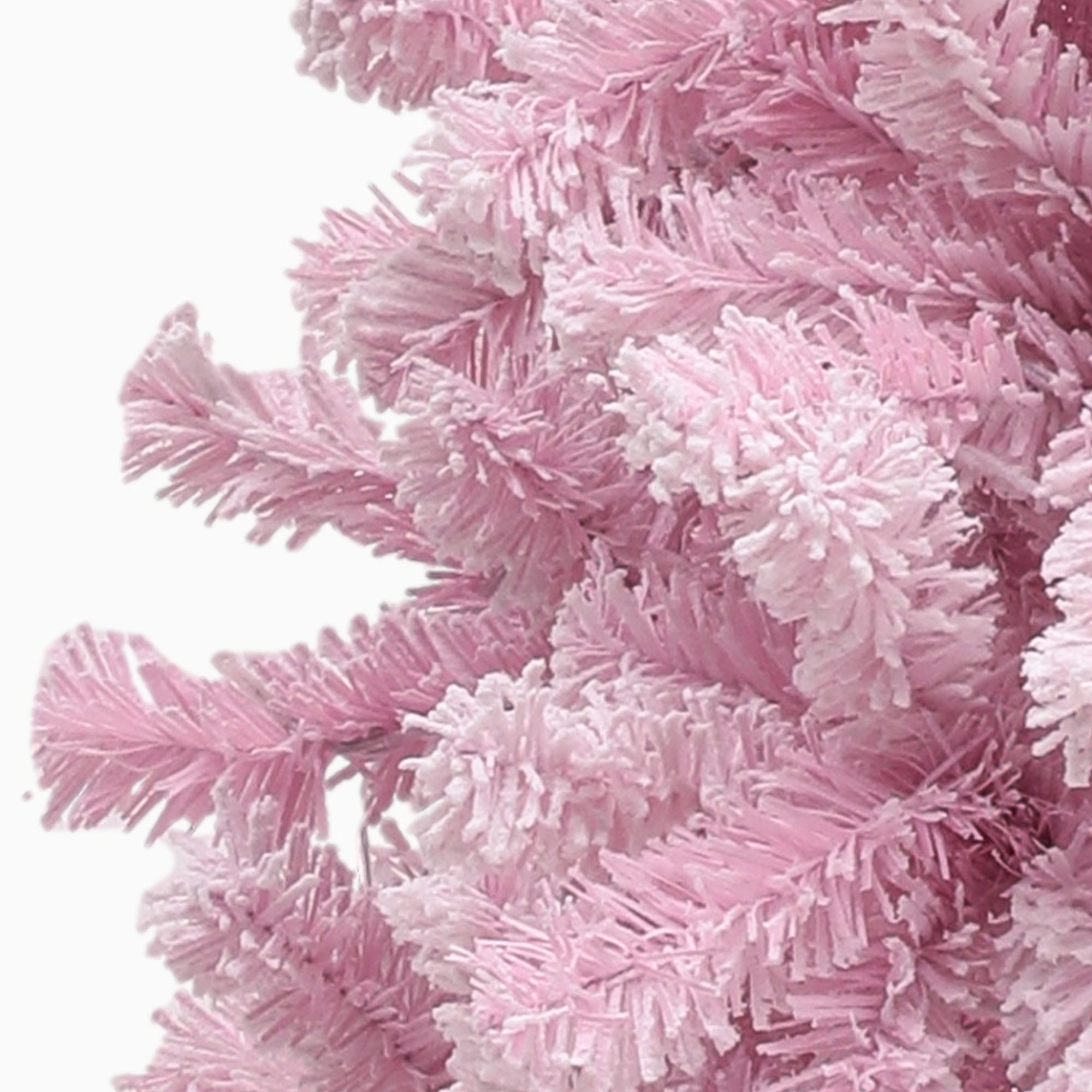Uforic 6ft Pre-Lit Pink Artificial Christmas Tree, Flocked Spruce Artificial Christmas Tree with 928 PVC Tips and 250 Lights, Pink