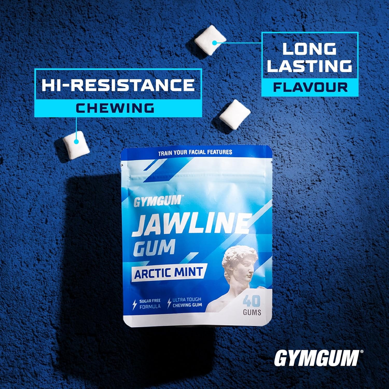 GYMGUM Jawline Ultra Hard Chewing Gum for Jaw Training & Facial Fitness | Sugar-Free, Keto-Friendly Mewing Gum (Arctic Mint, 120 Count)