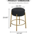thumbnail image 2 of 24" Black Boucle Bar Stool Set of 2, Upholstered Dining Room Chair Barstools Backless Seat for Dining Room, Bar(Gold Leg), 2 of 7