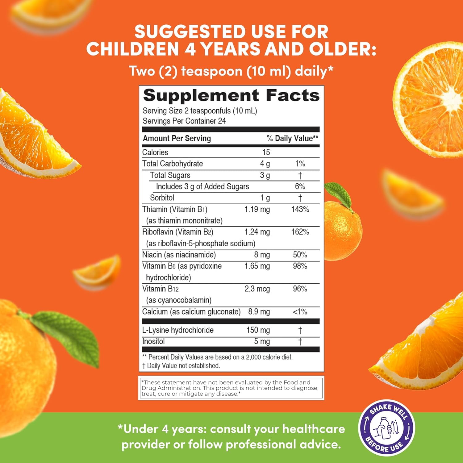 GirafKids Appetite Booster Syrup for Kids with L-Lysine and B Vitamins, Orange Flavor, 8 Fl Oz -  Supports Healthy Appetite and Daily Energy, 24 Servings, Ages 4+