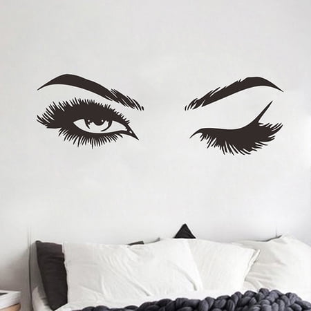 Hayafir Woman Eye Wall Sticker Art Lash Girl Eyelash Decor Beauty Salon Decal