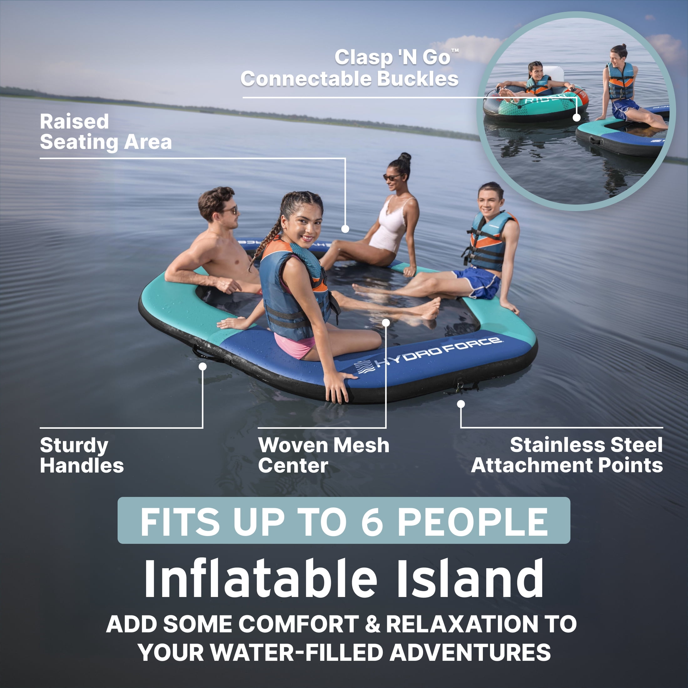 Hydro Force FortiFiber Drop Stitch 8ft Hammock Island Float, 6-Person